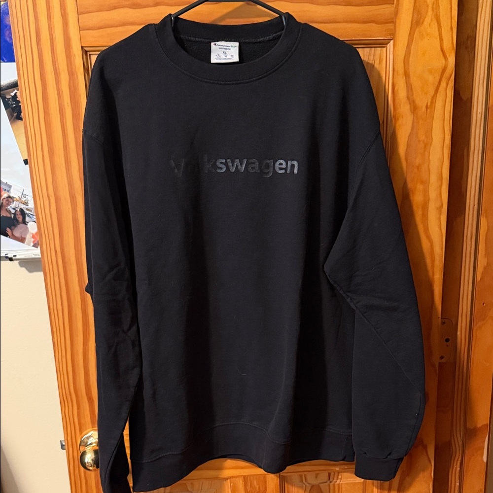 Champion Black Crewneck Sweatshirt with Subtle Volkswagen Logo